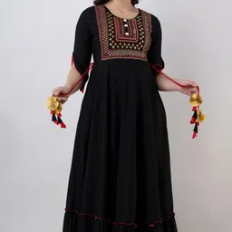 ftdiva Embroidered Cotton Rayon Stitched Anarkali Gown-picture-25