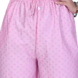 Women Relaxed Pink Cotton Blend Trousers-image-0