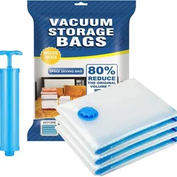 prajhomeandkitchen Space saver ( Jumbo 70*100 cm ) Reusable Compression Sealer Bags with hand Pump Travel Storage Vacuum Bags-picture-13