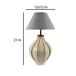 Grey Iron & Cloth Shade Table Lamp with White Base By Sapphire image 4