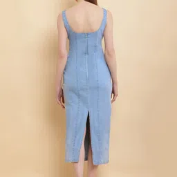 puella Women A-line Light Blue Ankle Length Dress image 2