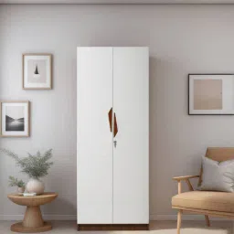 mintwud from pepperfry Maya 2 Door Wardrobe In Teak & White Finish-picture-34