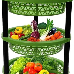 unitysales Plastic Vegetable Trolley Rack for Fruits, Vegetable, Onion, Potato Plastic Kitchen Trolley-picture-24
