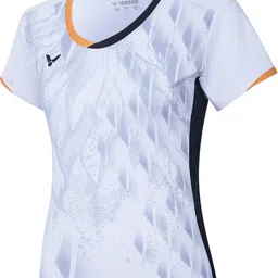 victor Women Solid V Neck Polyester White T-Shirt-picture-26