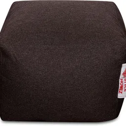 txor Large ORGANIX Collection, Organic Jute Fabric Chocolate Brown Color, Square Bean Bag Footstool With Bean Filling-picture-14
