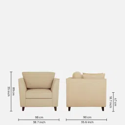 woodsworth from pepperfry Miranda Chenille Fabric 1 Seater Sofa In Beige Colour image 2