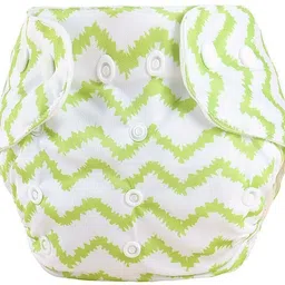 tinny tots Fashionable Trendy Baby Pocket Button Printed Style Polyster Reusable Cloth Diaper All In One Adjustable Washable Diapers Nappies(Without Inserts) Premium Quality Wet-Free Durbable For Toddlers/New Borns(0-24 MONTHS;GREEN STRIP;3-17KGS) - L image 2