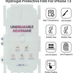 VOLMERE Back Screen Guard for Apple iPhone 13 Back Matte Finish Unbreakable Membrane, With Apple Logo image 2