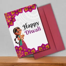 aanyacentric 2.9x4.1inches Diwali Deepawali Mini Small Printed Gift Folded Blank Inside Greeting Card image 3