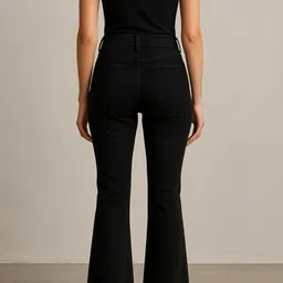 kashian Women Flared High Rise Black Jeans image 2