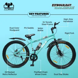 fitbold Muscle MAX | 26X300 | Age- 13+ | Dual Disc Brakes | 85% Pre- Fitted | 26 T (inch) Mountain Cycle image 5