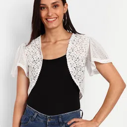 espresso Women Lace Half Sleeve White Shrug-picture-21