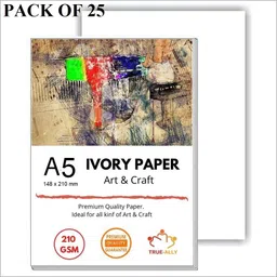 true-ally 25 sheets A5 Ivory Sheets - 210 GSM Unruled A5 210 gsm Craft paper-picture-14