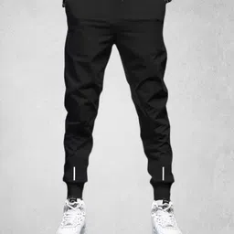 reya Men Solid Black Track Pants image 1