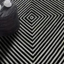 dazzhome Black Hair On Leather Geometrical Hand Woven 5ftX7ft Carpet-picture-28
