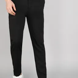 Men Regular Fit Black Cotton Blend Trousers-image-49