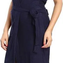 poorak Solid Dark Blue XXL Bath Robe image 4