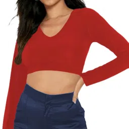 jovo Party Regular Sleeves Self Design Women Red Top image 3