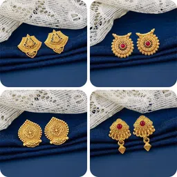 lala luxury bestseller Combo of 4 Traditional Brass Earring Set-picture-43