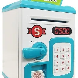 k.d tinytots Fingerprint Money Safe ATM for Kids – Electronic Piggy Bank with Digital Keypad Coin Bank image 1