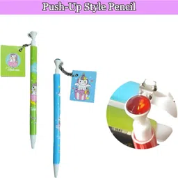tlismi Cute Colourful Unicorn Design Non Sharpening Push-up Pencil with Mini Dairy Pencil image 3