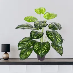 go hooked Artificial Monstera Plant With Nursery Pot | 18 Green Patterned Leaves Artificial Plant with Pot image 4