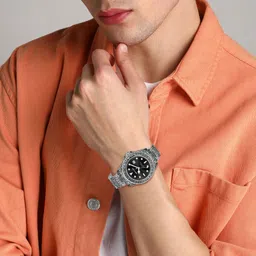 benling Analog Watch - For Men BL-1019-ANTQ--BLK-SLVR Analog Watch with Date Display Swipe Hand Quartz Movement Antique Style Silver Ion Plating Party / Casual / Wedding / Formal Wear Boys | Gents | Men Watch image 3