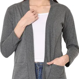 kg best collection Women Jacket Style Full Sleeve Grey Shrug-picture-42