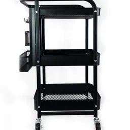 arkit Rolling Utility Cart, 3 Tier Storage Trolley Cart Organizer with Handle Carbon Steel Kitchen Trolley image 3