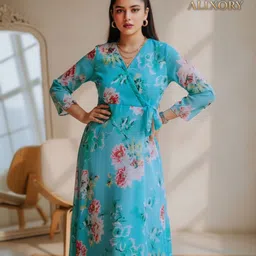 alixory Women Maxi Blue Full Length Dress image 4