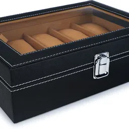 ledo Men's and Women's Watch Box Organizer 10 Slots of watches In Black & Cream Color Watch Box image 3