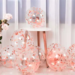 bash n splash Solid Super Quality Ballon 10 Pc Confetti Balloon Rose Gold with 2 Ribbon Balloon image 3