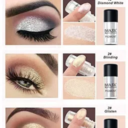 COSLUXE IMAGIC Professional Glitter Eyeshadow Metallic Loose Powder Pigment 2G (P2 - Blinding) Semi-Matte Finish image 3