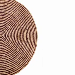 mric Brown Geometric Jute 3 ft x 3 ft Hand Woven Round Carpet image 5