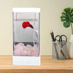 scroll store 1L Acrylic Betta Fish Tank | Mini Aquarium Tank with Multicolor LED Light Rectangle Aquarium Tank image 4