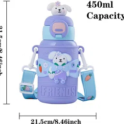 prim enterprise Multi Design Cute Mix Cartoon Sipper school Bottle for Kids 450 ml Water Bottle image 3