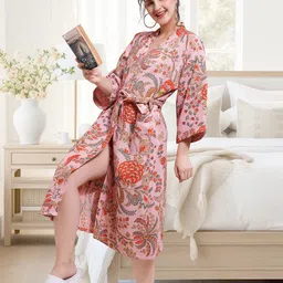 lacylook Pink Free Size Bath Robe-picture-11