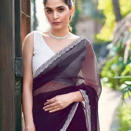 siril Solid/Plain, Embellished Bollywood Net Saree-picture-15