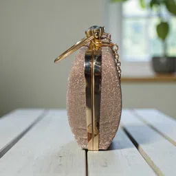 ms collections Casual Gold Clutch image 4