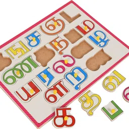 dgcrayons Wooden Colorful Tamil Consonants Alphabets Letter with Knobs Educational Board Jigsaw Puzzle- Perfect pegged Puzzles for Kid Learning Alphabet for Toddler Ages 2+ image 5