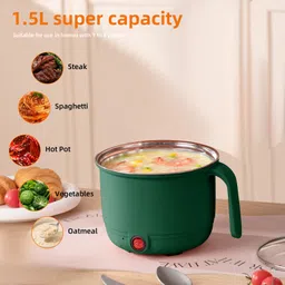 estervig Multipurpose Cooking Electric Pot Inner Steel Mini Cooker Multi Kettle with Lid Rice Cooker, Deep Fryer, Travel Cooker image 2