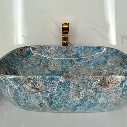 lofina ceramic Premium Designer Ceramic Wash Basin (L45xW33xH13.5Cm) Very Stylish Bathroom Golden Ceramic Wash Basin Table Top Basin image 3