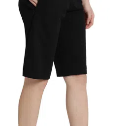enamor Solid Women Black Regular Shorts image 3