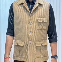 new chirag world Striped Men Waistcoat image 4