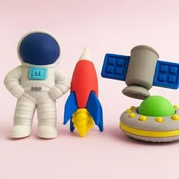 rrcollection Cute Astronaut & Rocket Space Theme Erasers Fun Stationery Set for Kids Non-Toxic Eraser image 1
