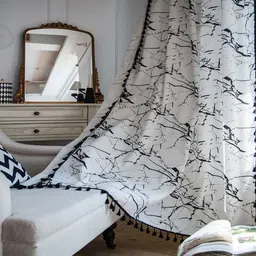 tramb Polyester Abstract 5 ft Light Filtering Eyelet Window Curtain image 2