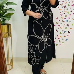 saral Women Embroidered Cotton Blend A-line Kurta-picture-26