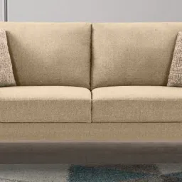 casacraft from pepperfry Cannes Fabric 3 Seater Sofa in Cream Colour image 1