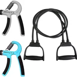 Combo of 2Pc Adjustable Hand Gripper & Double Toning tube for Body Hand Workout Fitness Accessory Kit Kit-image-43