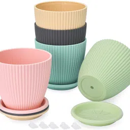 khodal arth ROUND FLOWER POTS WITH TRAY Plant Container Set image 2